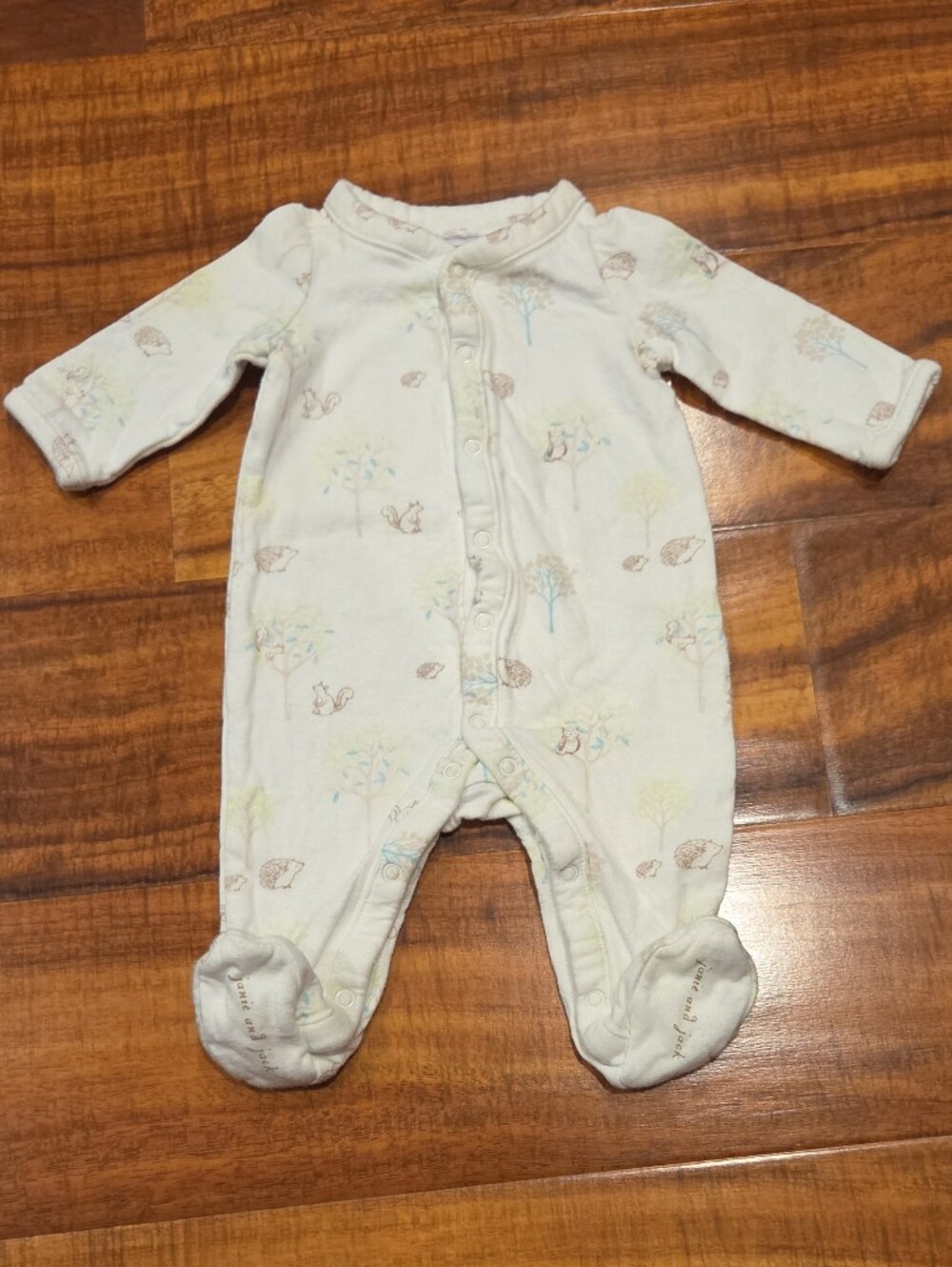 Janie and Jack EUC Newborn Owl Print Footie Romper